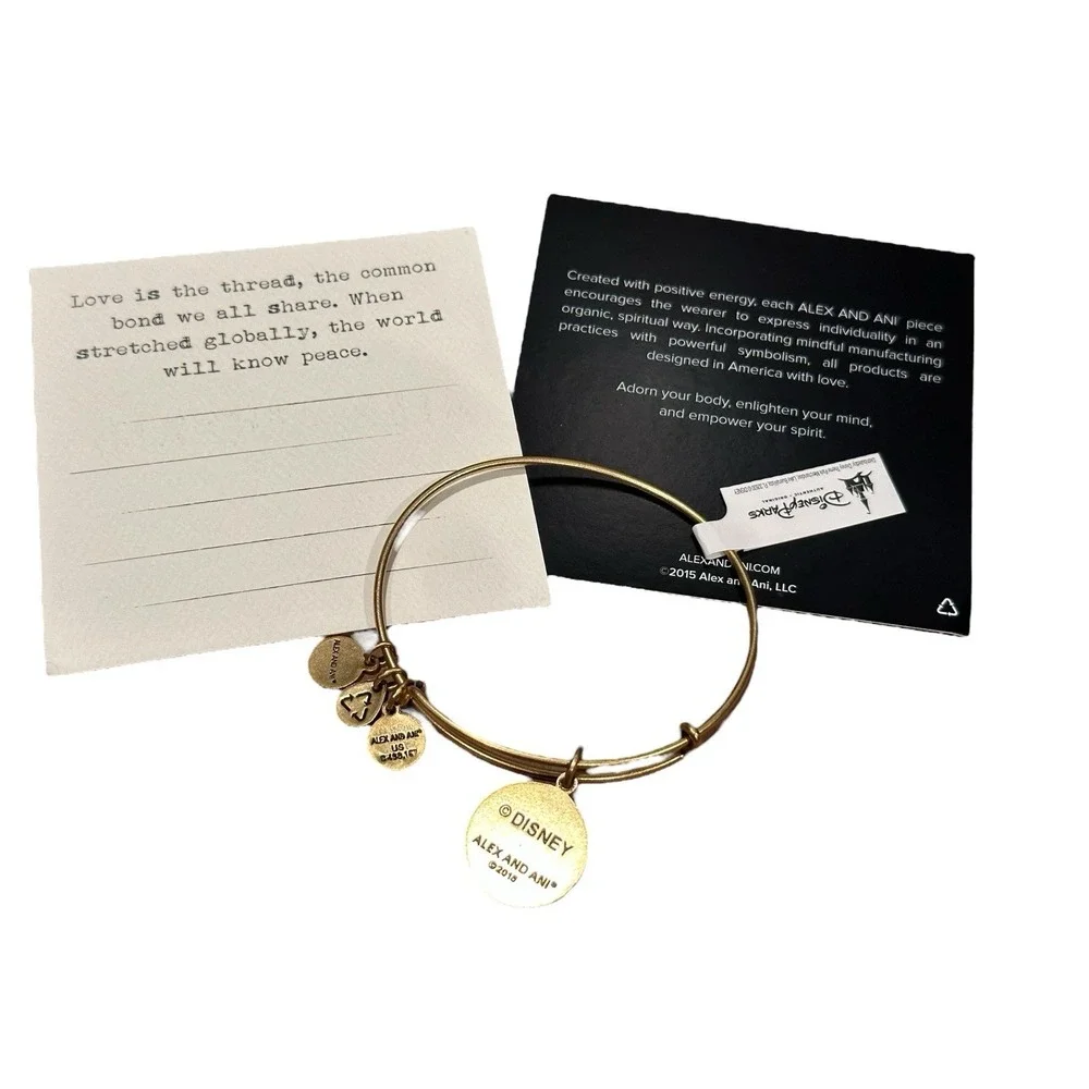2015 Mickey Mouse Alex & Ani Bracelet‎ Dated Disney Parks Gold Tone